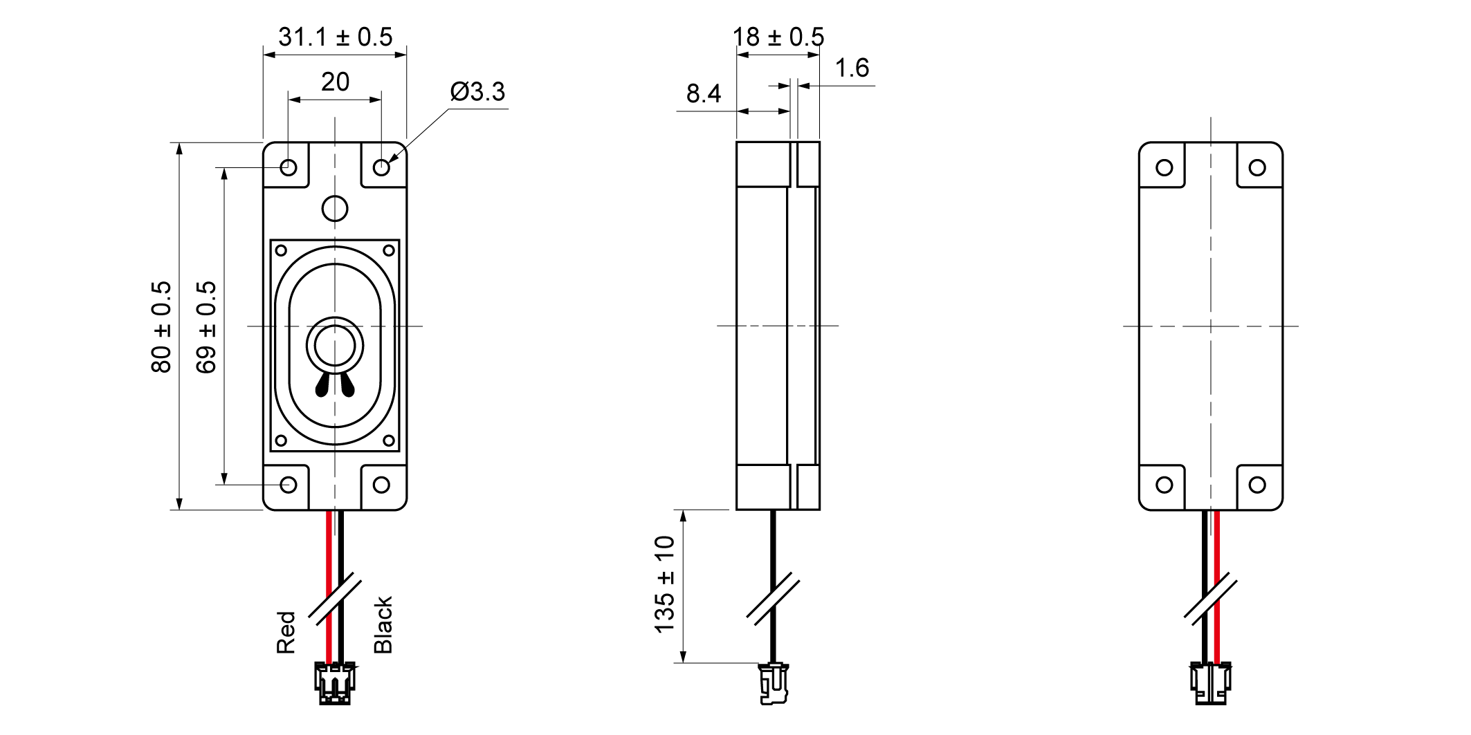 OSS33-8031-18A2.0W8-C Mechanical Drawing